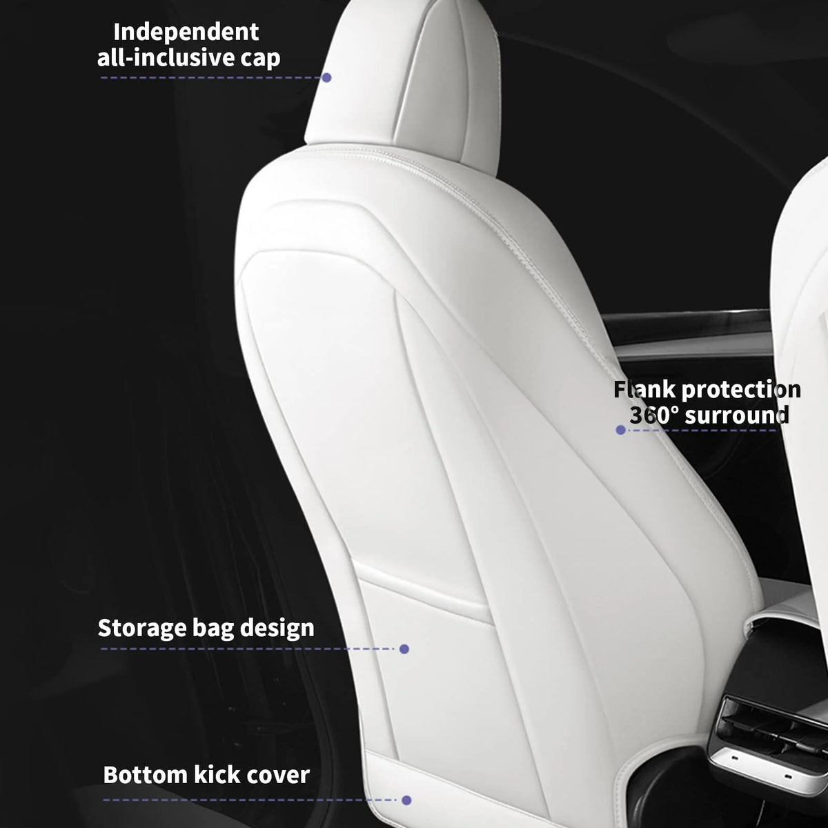 AOMSAZTO Car Seat Cover for Tesla Model Y 2023 2024 - Full Set Customized Faux Leather Seat Covers (Black,5 Seater)