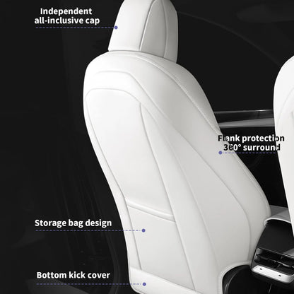 AOMSAZTO Car Seat Cover for Tesla Model Y 2023 2024 - Full Set Customized Faux Leather Seat Covers (Black,5 Seater)