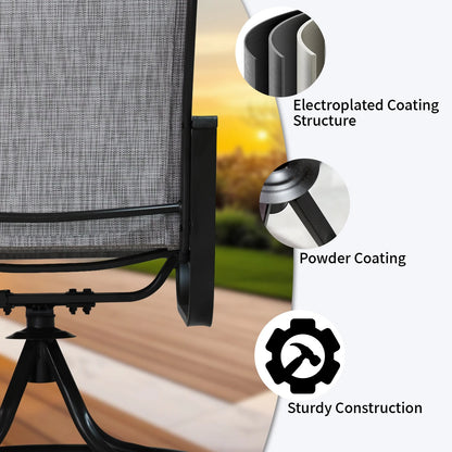 Patio Swivel Chairs Set of 2, Outdoor High Back Rocker Dining Chairs with All-Weather Textilene Mesh and Metal Frame, Comfortable Swivel Chairs for Patio, Garden, Deck, and Backyard (Beige)