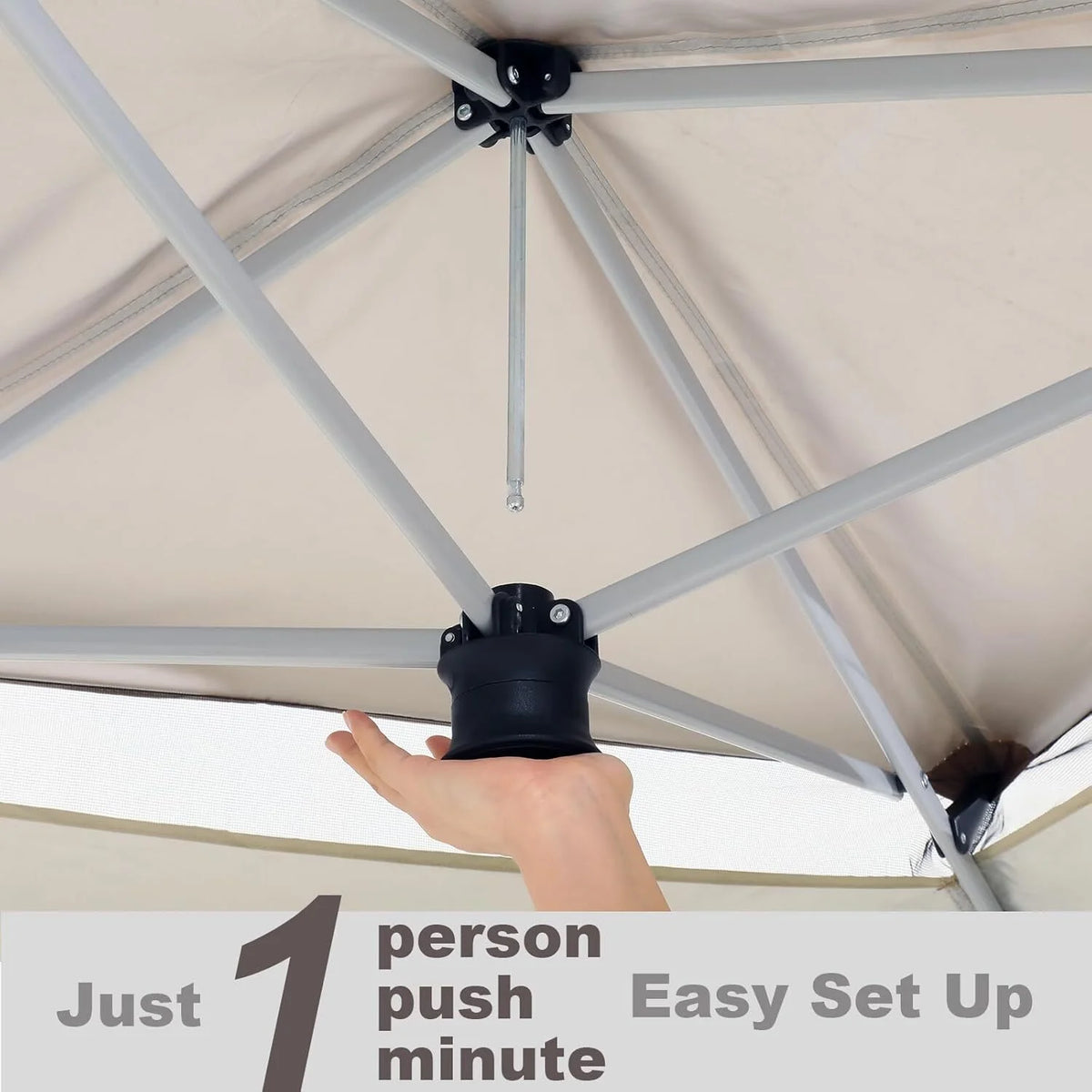 COBIZI 12x12 Outdoor Gazebo Pop Up Gazebo Canopy with Mosquito Netting Patio Tent Backyard Canopy with 2-Tiered Vented Top 3 Adjustable Height, Beige