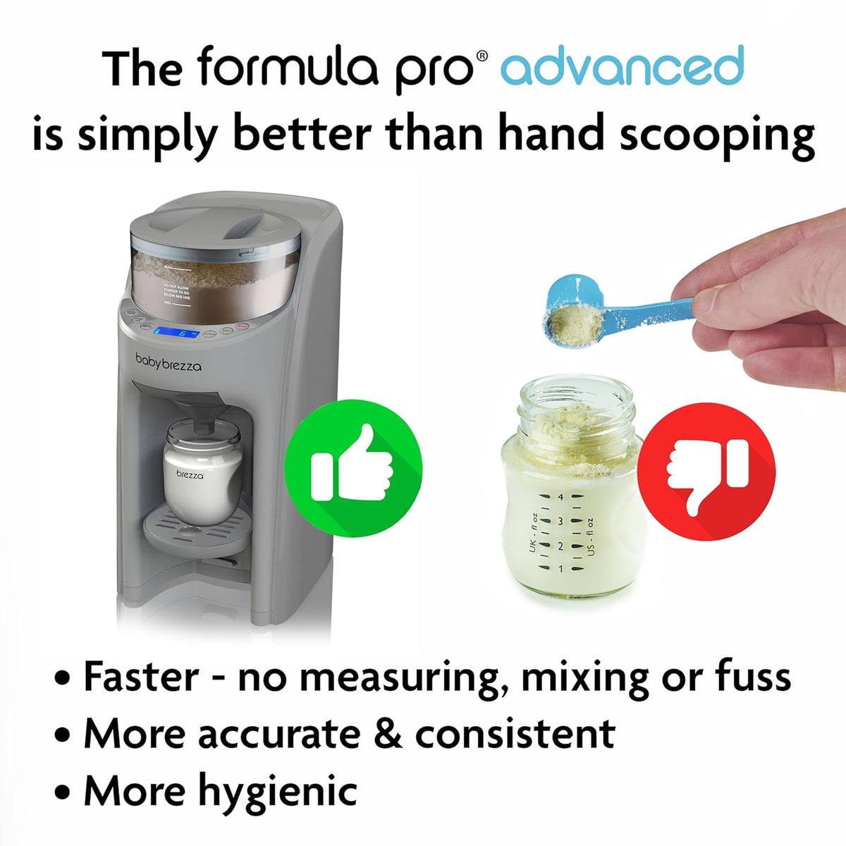 Baby Brezza Formula Pro Advanced Dispenser, Automatic Warm Formula Maker, BPA-Free, White