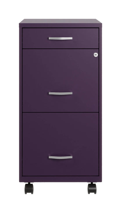 Space Solutions 18" Deep 3 Drawer Mobile Letter Width Vertical File Cabinet, Midnight Purple
