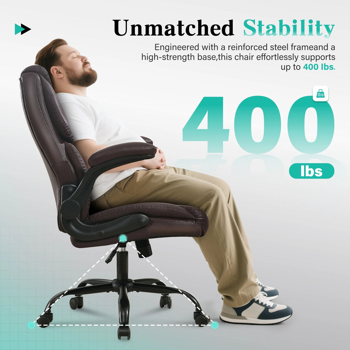 JONPONY Big and Tall Office Chair Wide Seat Ergonomic Computer Desk Chair High Back Executive Leather Chair Adjustable Task Chair Lumbar Back Support 8 Hours Heavy Duty Design,Black