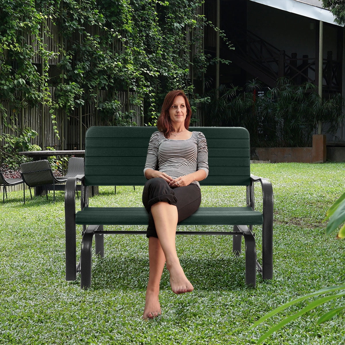 Costway Outdoor Patio Swing Porch Rocker Glider Bench Loveseat Garden Seat Steel
