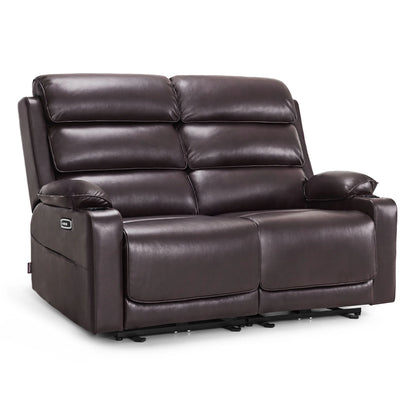 MCombo 63.4" Power Loveseat Recliner Sofa with Adjustable Headrest, Heat and Massage for Living Room, Faux Leather(Light Grey)