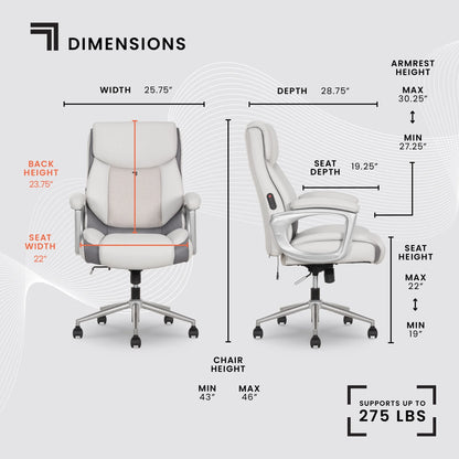 Sharper Image S-120 Massage and Heat Office Chair, Gray/White