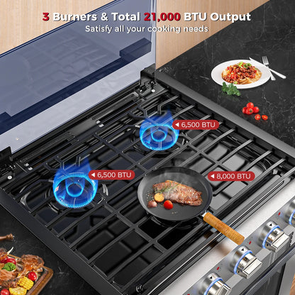 CAMPLUX 21 In RV Stove Gas Range , Gas Range Oven with 3 Burners Cooktop