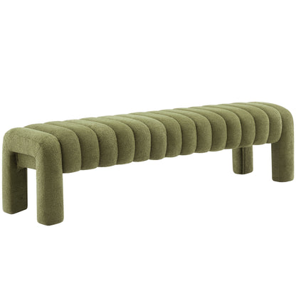 Zesthouse 63�� End of Bed Bench, Linen Tufted Upholstered Ottoman Bench with Padded Seat and Solid Wood Leg, Modern Entryway Bench for Bedroom, Living Room, Beige