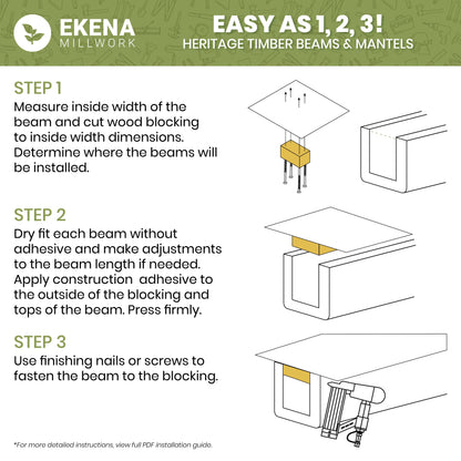 Ekena Millwork 3 1/2"W x 3 1/2"H x 120"L 3-Sided (U-Beam) Salvaged Timber HeritageTimber Faux Wood Ceiling Beam, Kona Brown