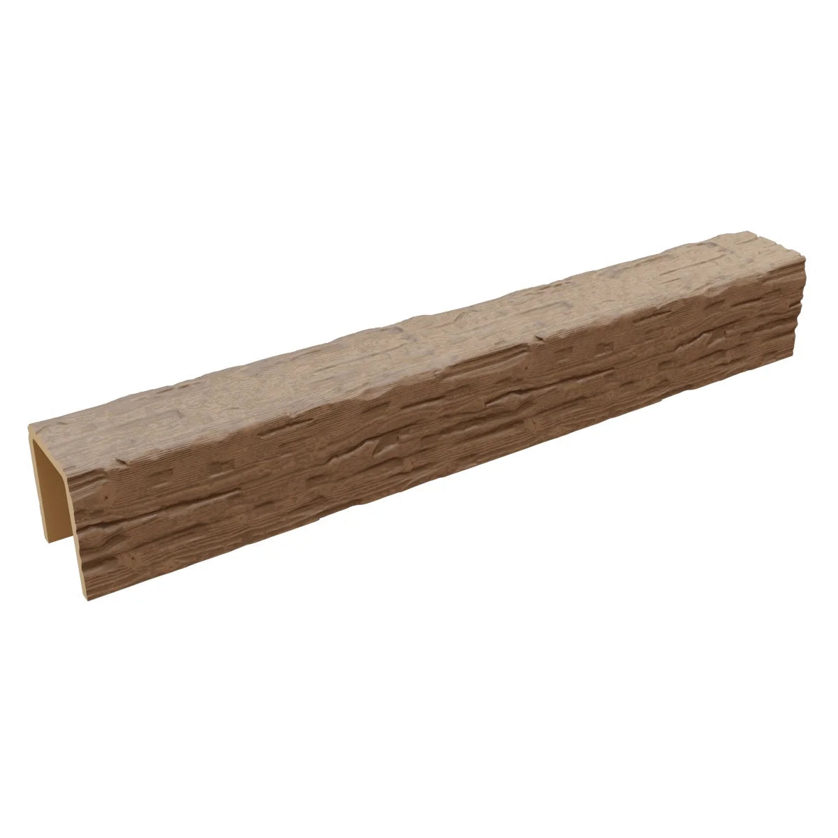 Ekena Millwork 3 1/2"W x 3 1/2"H x 120"L 3-Sided (U-Beam) Salvaged Timber HeritageTimber Faux Wood Ceiling Beam, Kona Brown