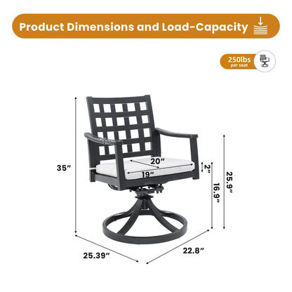 Outdoor Patio K/D Aluminum Stationary Dining Chairs 2PCS with Outdoor-grade Sunbrella Fabric Cushions, Branch-Like Backrest ,FSC-Certified Wood Armrests, Bourbon Brown