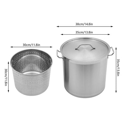 33/52 Quart Stock Pot Stainless Steel Large Kitchen Soup Big Cooking Restaurant for Hotels, Restaurants, Homes