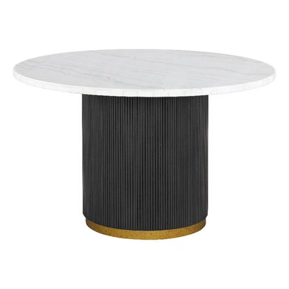 Furniture of America Jaine 54" Round Indoor Dining Table, Black and White