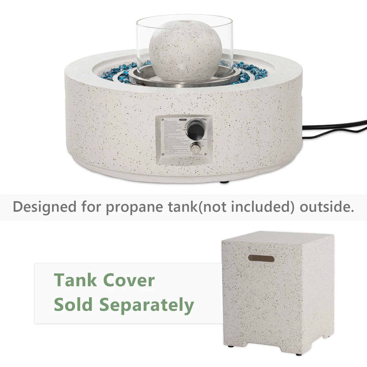 COSIEST 29.3-inch 50,000 BTU Outdoor Propane Fountain Round Fire Pit Table