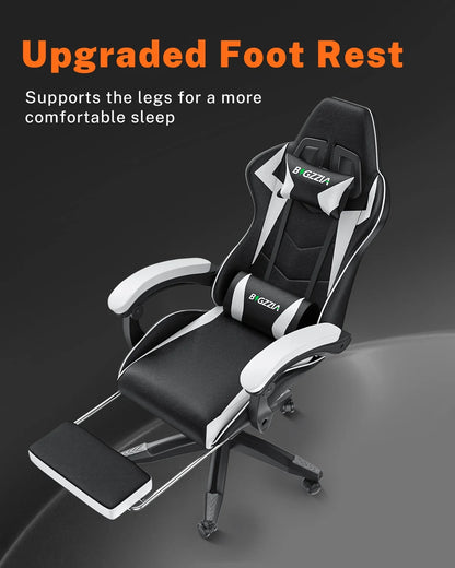 Bigzzia Gaming Chair with Footrest, Gaming Chair for Adult with Headrest and Lumbar Support,Red