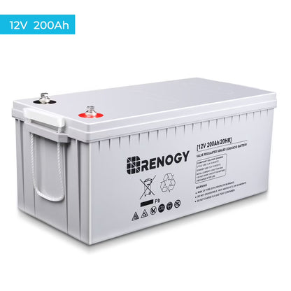 Renogy 200Ah Deep Cycle AGM Battery 12 Volt, 2000A Max Discharge Current, Safe Charge Appliances, RVs, Marine, Solar, off-Grid