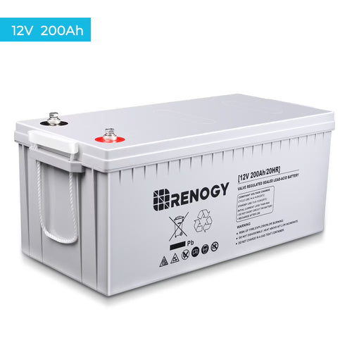 Renogy 200Ah Deep Cycle AGM Battery 12 Volt, 2000A Max Discharge Current, Safe Charge Appliances, RVs, Marine, Solar, off-Grid