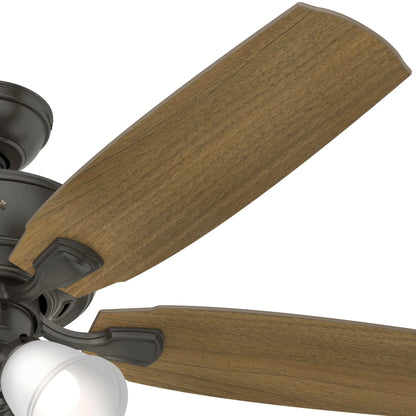 Hunter - Amberlin Indoor Ceiling Fan With Light, 52-inch, Brushed Nickel, Casual-style, 3-speed WhisperWind Motor, 53216, for Living Rooms, Bedrooms