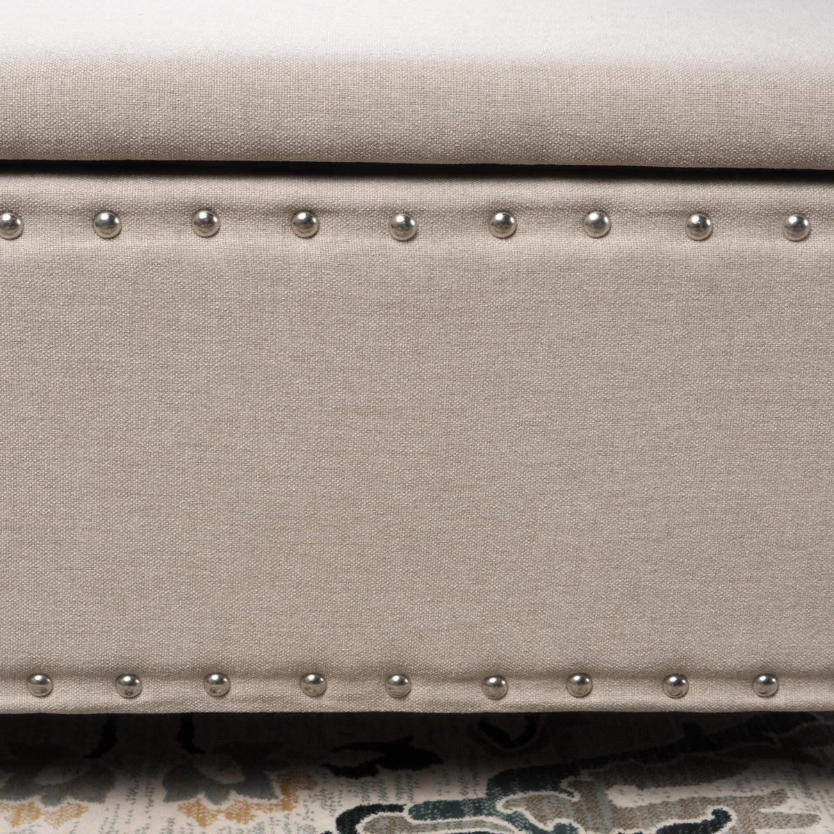 Noble House Hampton Contemporary Fabric Upholstered Storage Ottoman, White and Blue Floral