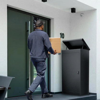 Gaonala Steel Package Delivery Box 19.6x14.4x44.9in Lockable Anti-Theft  Weather-Resistant Extra Large Mailbox For Porch Curbside Black