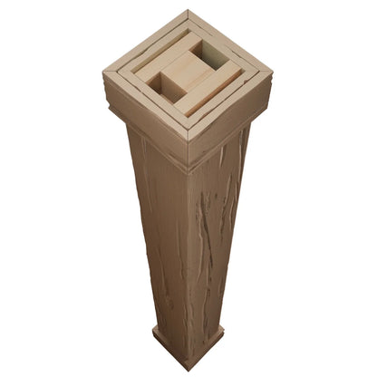 Ekena Millwork 18"W x 5'H Hand Hewn Endurathane Faux Wood Non-Tapered Square Column Wrap with Standard Capital & Base