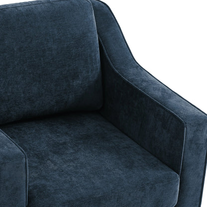 Swivel Accent Chair for Living Room, Modern Upholstered Barrel Arm Chair with Plump Back Pillow, Comfy Club Sofa Reading Chair for Adults (Chenille Navy, Set of 1)