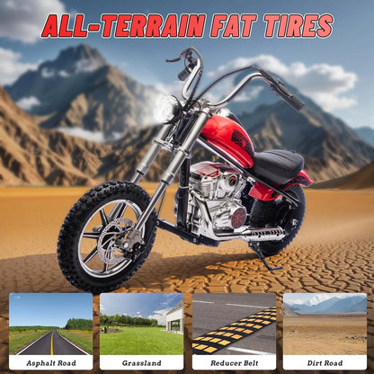 Electric Dirt Bike for Kids, 24V Motor Kids Dirt Bike, Cuoote 250W Ride On Motorcycle up to 15 mph, 150 lb Max Weight, Twist Throttle, Power Display, Rear Suspension, Hand Brake