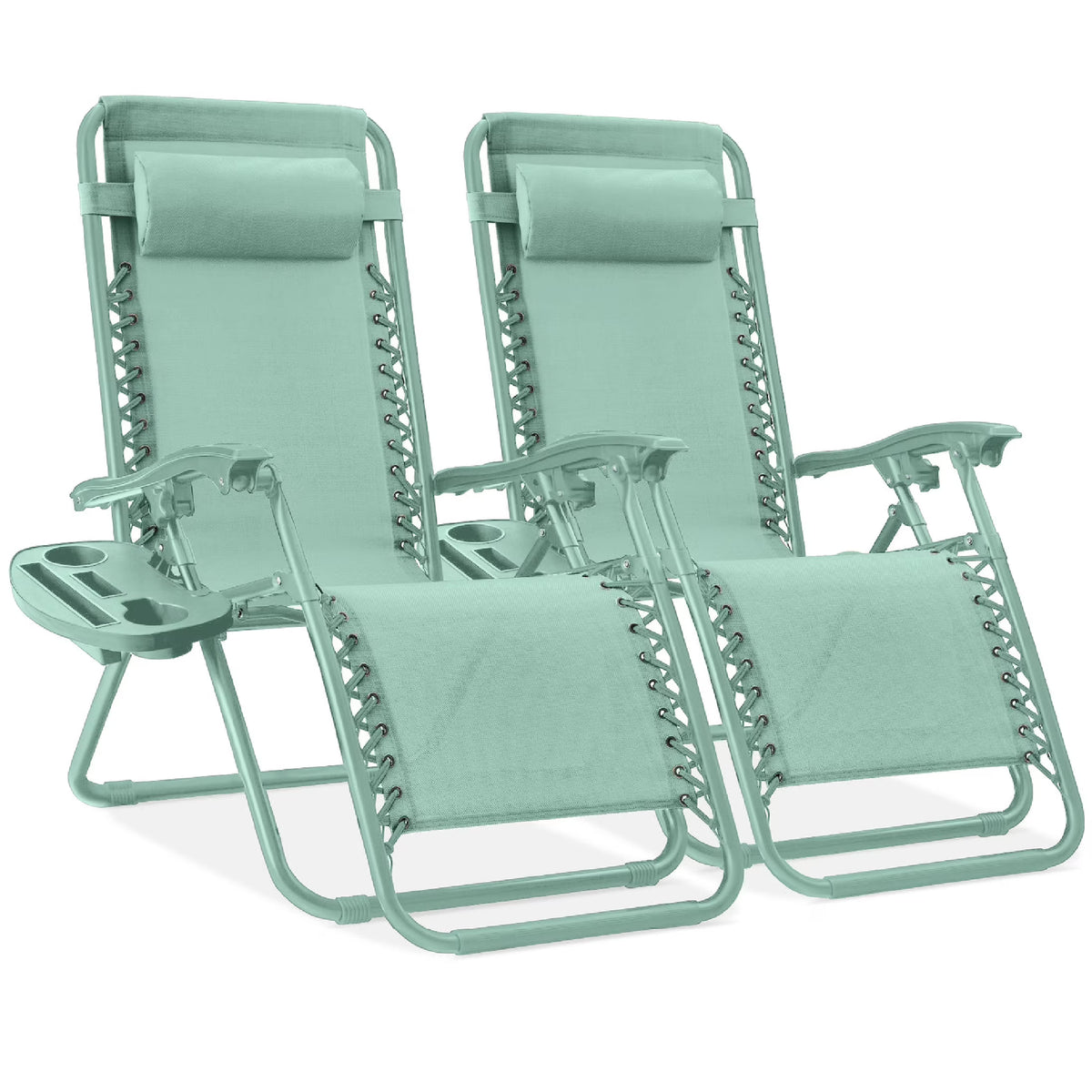 Best Choice Products Set of 2 Zero Gravity Lounge Chair Recliners for Patio, Pool w/ Cup Holder Tray - Gray