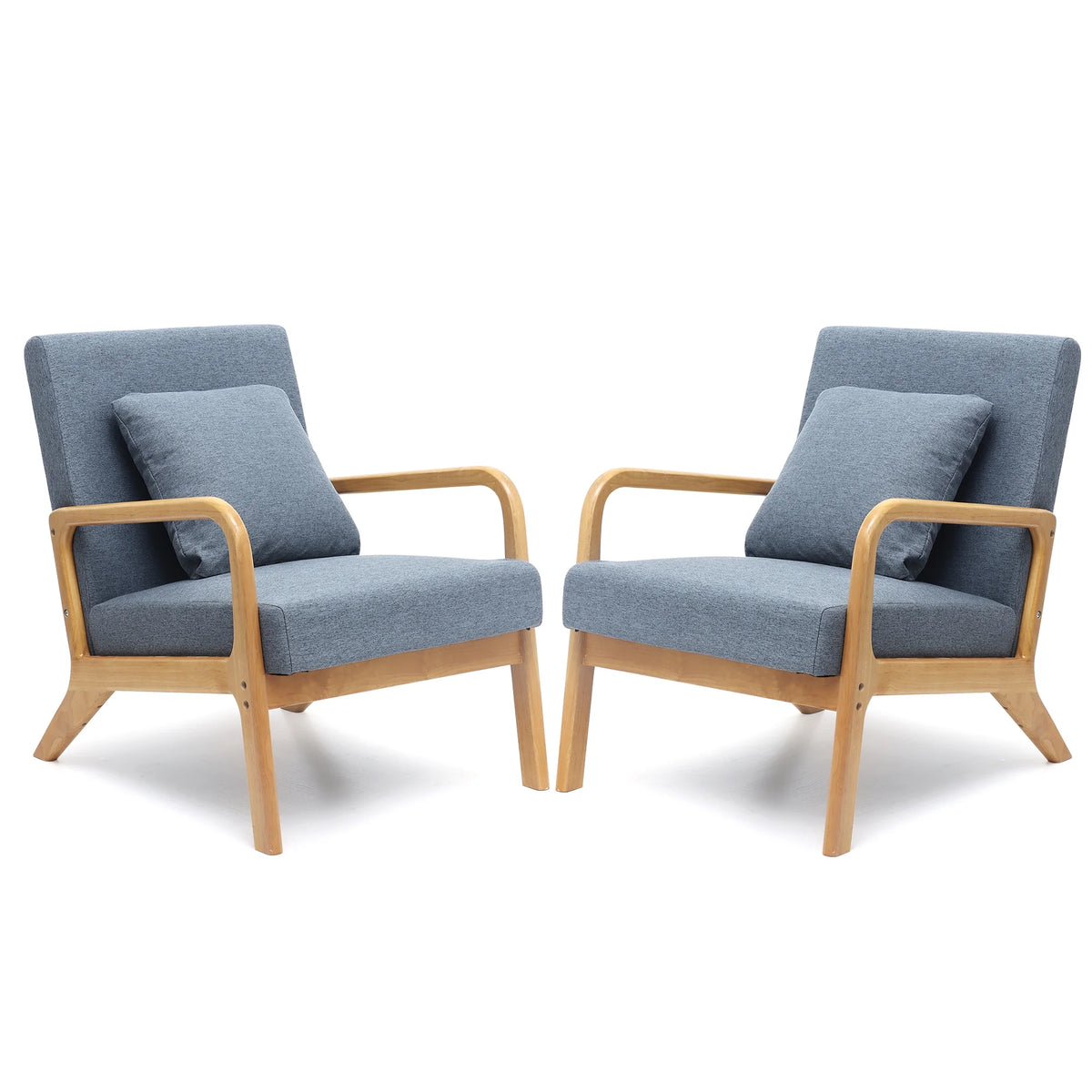 JULY'S SONG Mid Century Modern Accent Chair Set of 2, Linen Upholstered Reading Chairs for Living Room, 25.6" W Fabric Comfy Armchair, Beige
