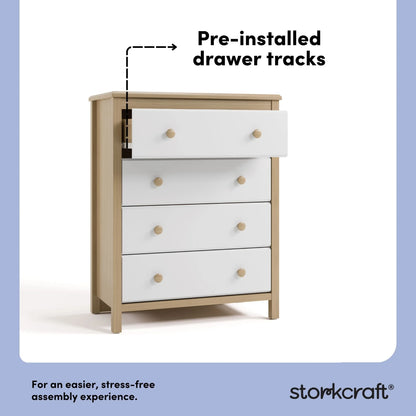 Storkcraft Alpine 4 Drawer Nursery Dresser, White
