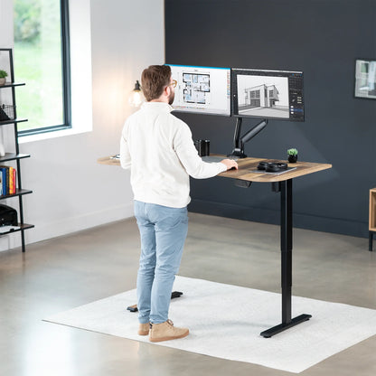 VIVO Reclaimed Wood / Black 63�?x 32�?Electric Height Adjustable Stand Up Desk