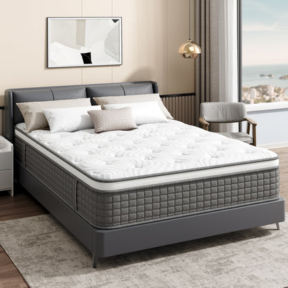 Sailvan Full Size Mattress, 12 Inch Hybrid Gel Memory Foam Mattress Full Size with Individually Pocket Coils, Medium Firm Support for Pressure Relief/Strong Edge Support/CertiPUR-US, Gray