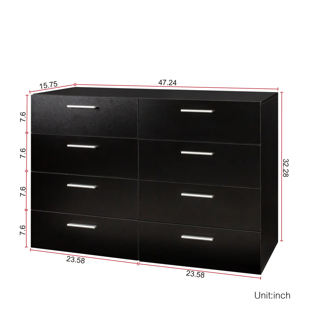 Ktaxon Bedroom Dresser with 6 Drawers, Wooden Double Dresser for Entryway, Wide Storage Cabinet for Living Room, Black