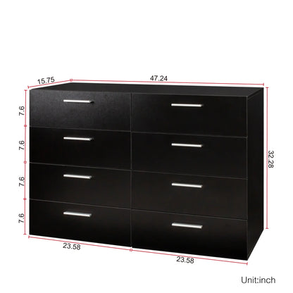 Ktaxon Bedroom Dresser with 6 Drawers, Wooden Double Dresser for Entryway, Wide Storage Cabinet for Living Room, Black