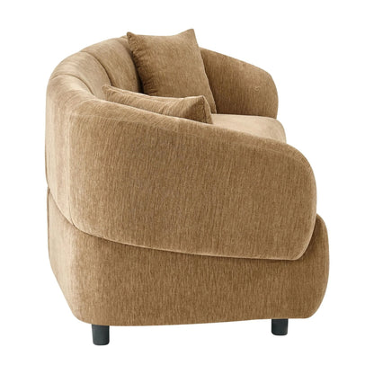 Christopher Knight Home 98.5" Curved Contemporary 3-Seat Sofa with Upholstered Plush Seating, Beige