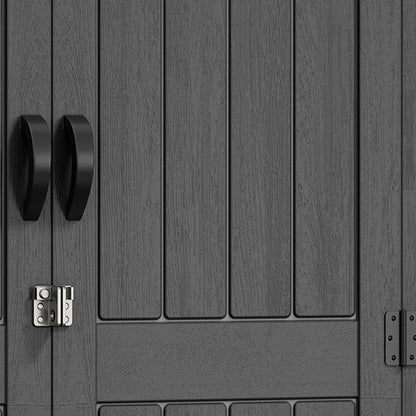 Uforic Outdoor Storage Shed, Vertical Lockable Tool Storage Resin Shed for Garden, Garage, Patio, No Shelves Included, Brown