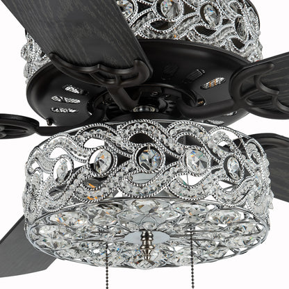River of Goods 52" 5 Blade Luxe Enlaced Crystal LED Ceiling Fan with Light