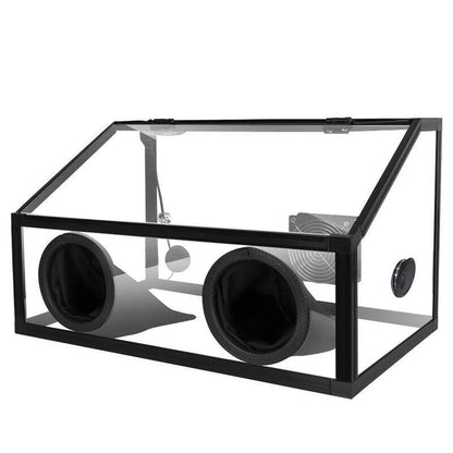 220V Electric 2 Holes Enclosed Grinding Table Polisher Acrylic Dust Box Cover , 3mm LED Light with Fan