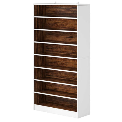 Hommoo Modern Wood Freestanding Shoe Cabinet, 8 Tiers 40-45 Pairs Shoe Storage Rack Organizer for Entryway, Gray