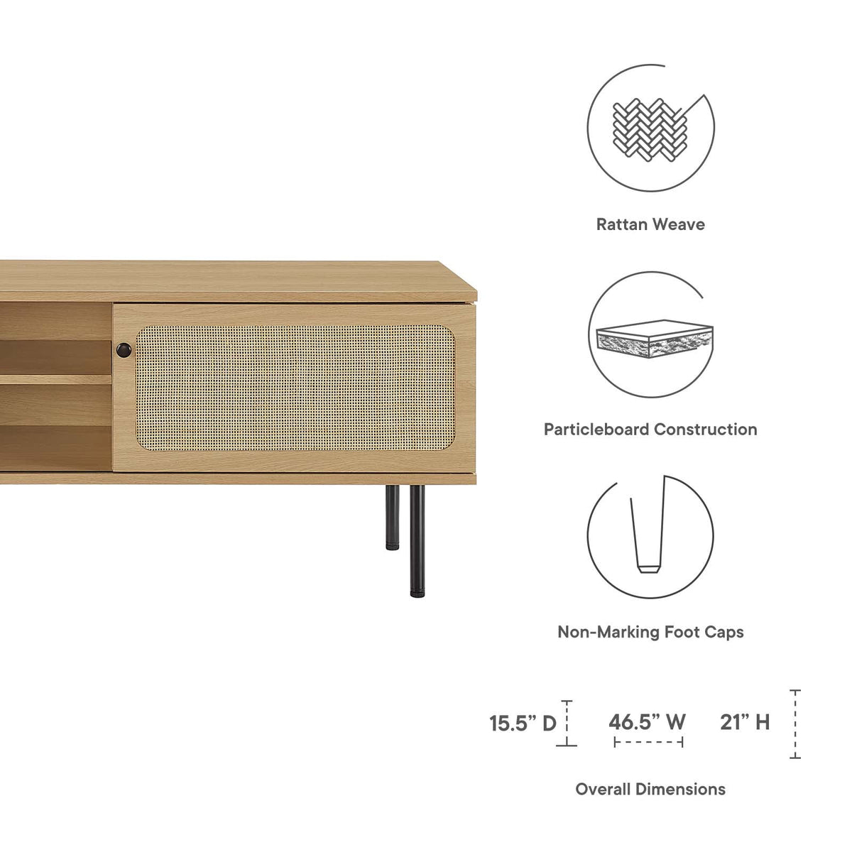 Modway Cambria 47" TV Stand in Oak