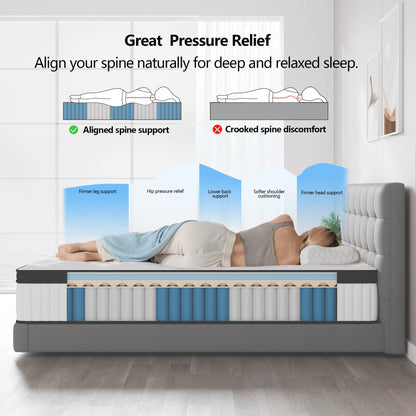 Madevos Full Mattress in a Box, 12 inch Memory Foam individual Pocket Spring Hybrid Mattress - Medium Firm Support with Soft & Breathable