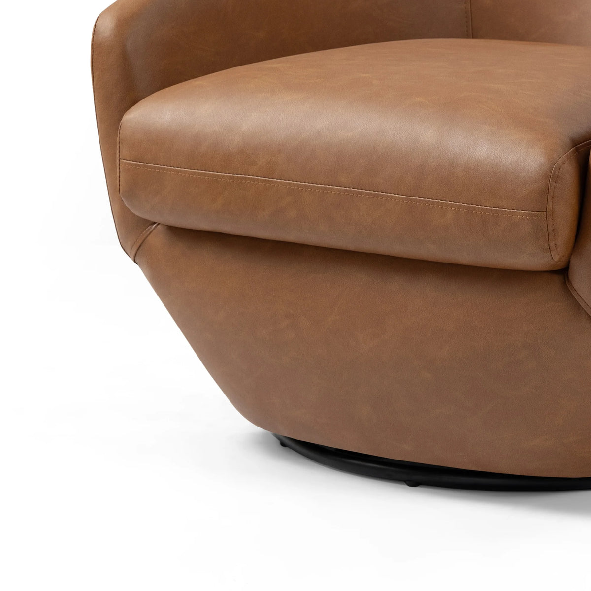 DREAMSIDEA Faux Leather Swivel Accent Chair Sets of 2 360�� Swivel Barrel Chair,Swivel Club Sofa for Living Room, Bedroom, Office,Brown