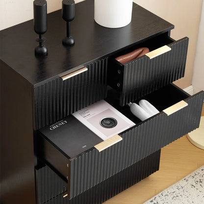 UBesGoo Dresser for Bedroom Wood 4 Drawers Dressers, Fluted Modern Dresser, White