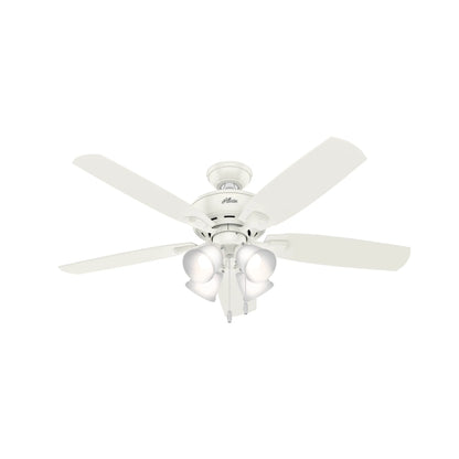 Hunter - Amberlin Indoor Ceiling Fan With Light, 52-inch, Brushed Nickel, Casual-style, 3-speed WhisperWind Motor, 53216, for Living Rooms, Bedrooms