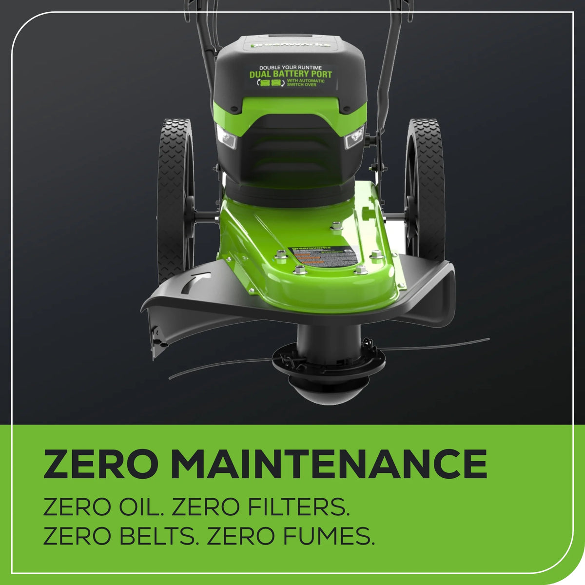 Greenworks 60V 22" Cordless Brushless Wheeled String Trimmer with 8.0Ah Battery and Charger