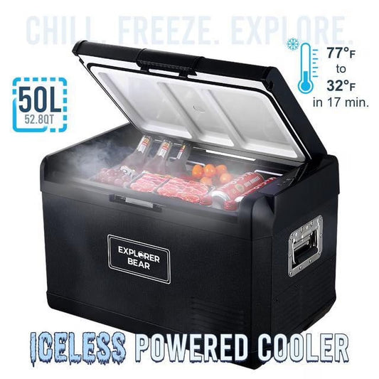 12V Car Fridge 50L 12/24V DC 110-240V AC Portable Freezer Compressor Cooler 0℉-50℉ 3-Year Warranty