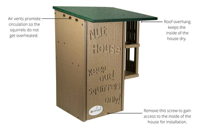 JCs Wildlife Ultimate Squirrel House Nesting Box (Blue/Gray) - A Perfect Home for Squirrels!
