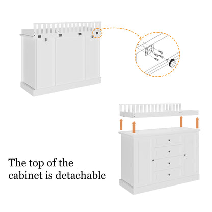 OXYLIFE 45" Baby Nursery Changing Table Dresser with 4 Drawers and Shelf for Nursery Room, White