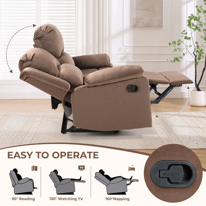 Bonzy Home Recliner Chair with Soft Padded Headrest and Armrest, Theater Reclining Chair Sofa for Living Room and Bedroom