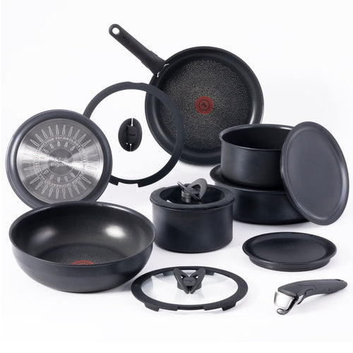 T-fal Ingenio Expertise Nonstick 14-Piece Cookware Set, Induction Oven Safe up to 500F, Detachable Handle, Onyx Black